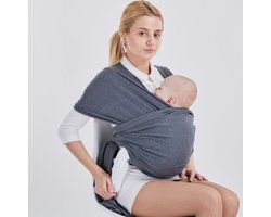 Baby Draagdoek - Donker Grijs - Draagzak - Baby Wrap - Baby carrier - Draagdoek geweven - Baby 0-36 maanden - Newborn - Schouder drager - Sterk - Veilig - Ergonomisch