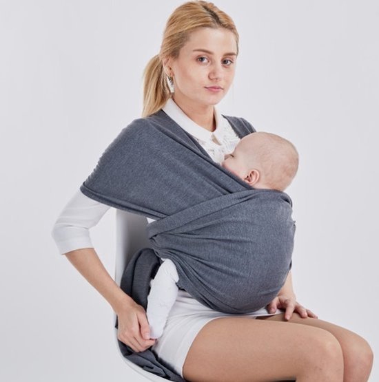 Baby Draagdoek - Donker Grijs - Draagzak - Baby Wrap - Baby carrier - Draagdoek geweven - Baby 0-36 maanden - Newborn - Schouder drager - Sterk - Veilig - Ergonomisch