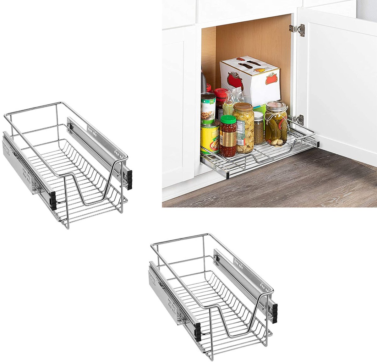 Aufun 2 x Telescopische Laden - 30cm (Buitenbreedte) - Uittrekkende Planken voor Keuken- en Slaapkamerkasten