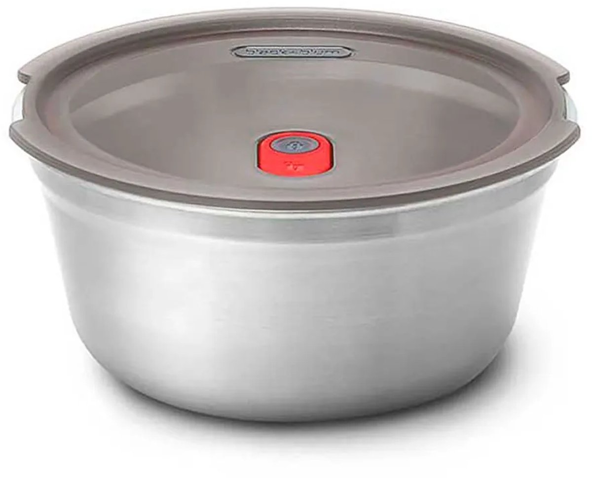 Black+Blum Steel Food Bowl Large - Meal prep - Ø170mm - H 81mm - Grijs/Rood