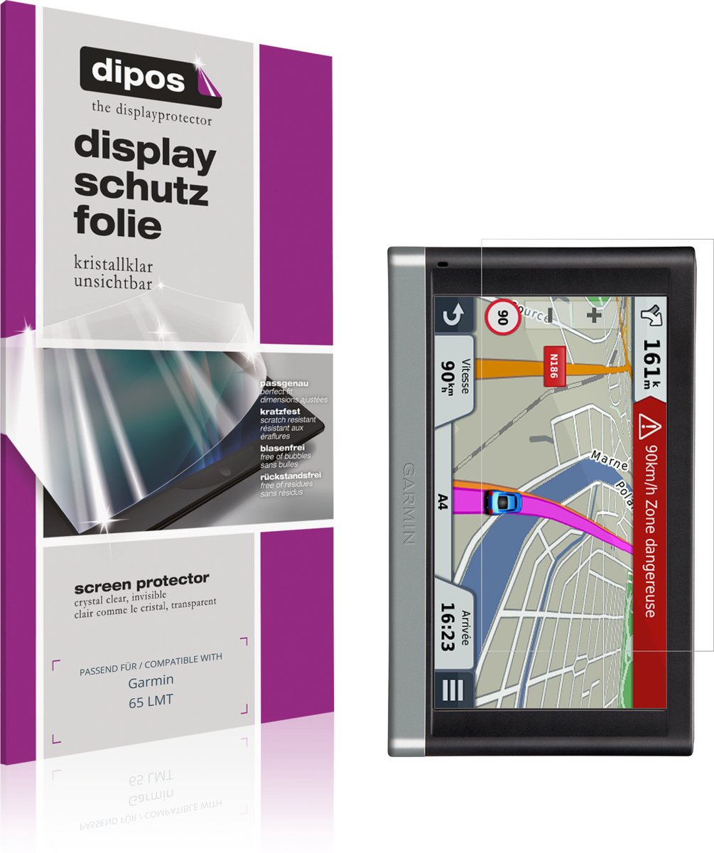 dipos – 2x Beschermfolie geschikt voor Garmin 65 LMT | Krasbestendige & heldere Screenprotector Ultra-Thin