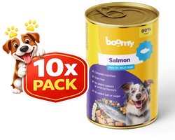 Boomy - Hondenvoer - Natvoer hond - Blikvoer hond - Graanvrij - Zalm smaak - 80% vlees - Adult - 10 x 400g