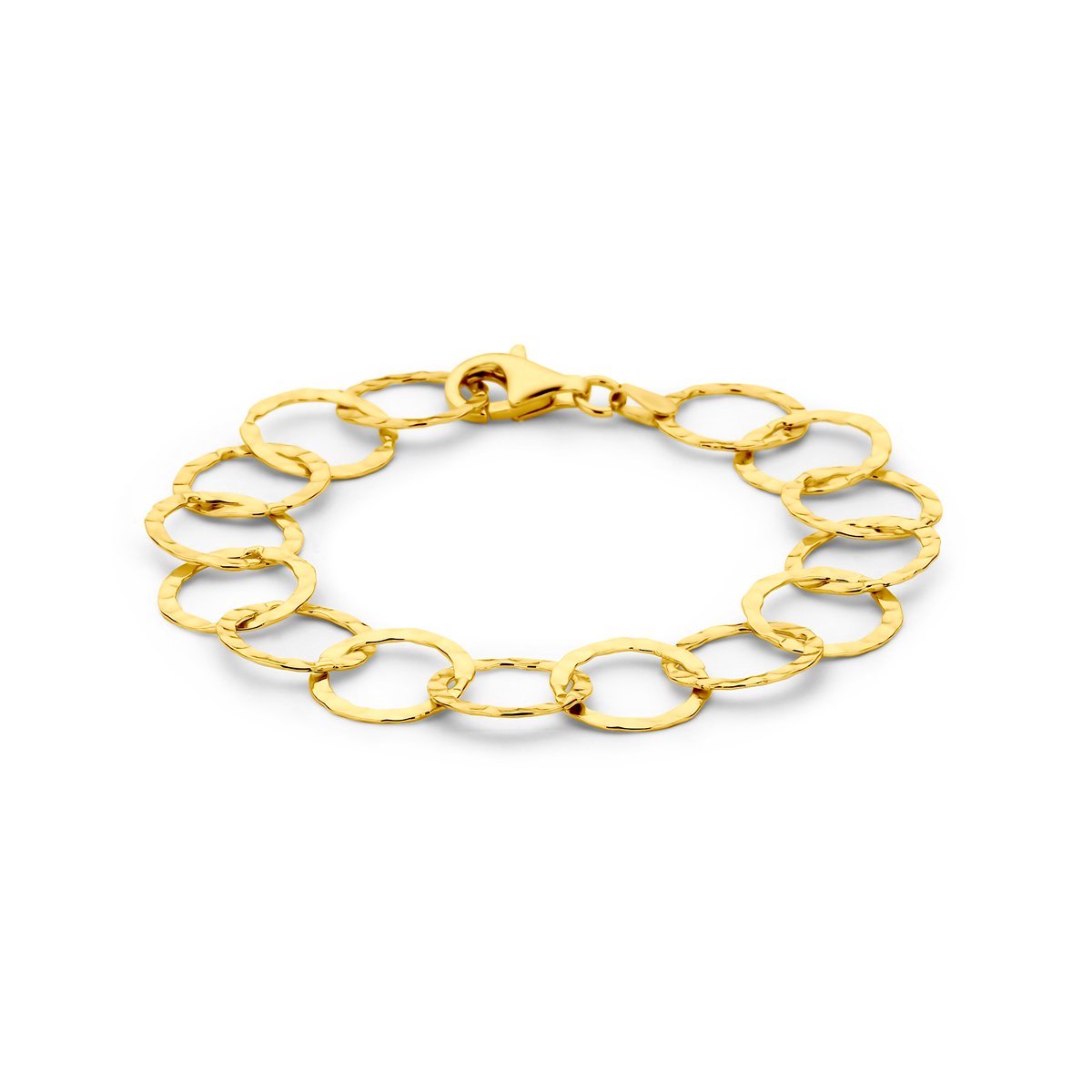 Armband Cirkels Gehamerd 19 Cm 3 Micron Zilver Verguld (Geel)