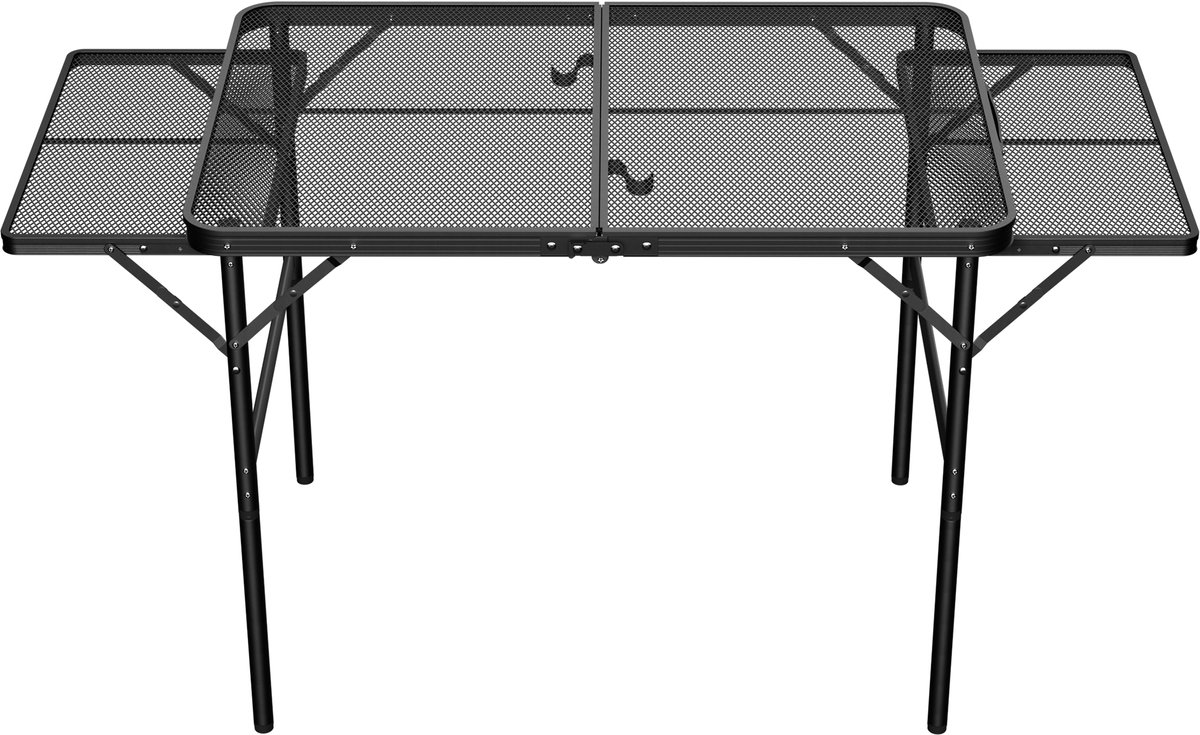 Aufun Campingtafel met Raster Campingtafels 90x60x39cm - 2 in Hoogte Verstelbare Opvouwbare Multifunctionele Tafel - Draagbaar Bijzettafel voor Strandpicknick