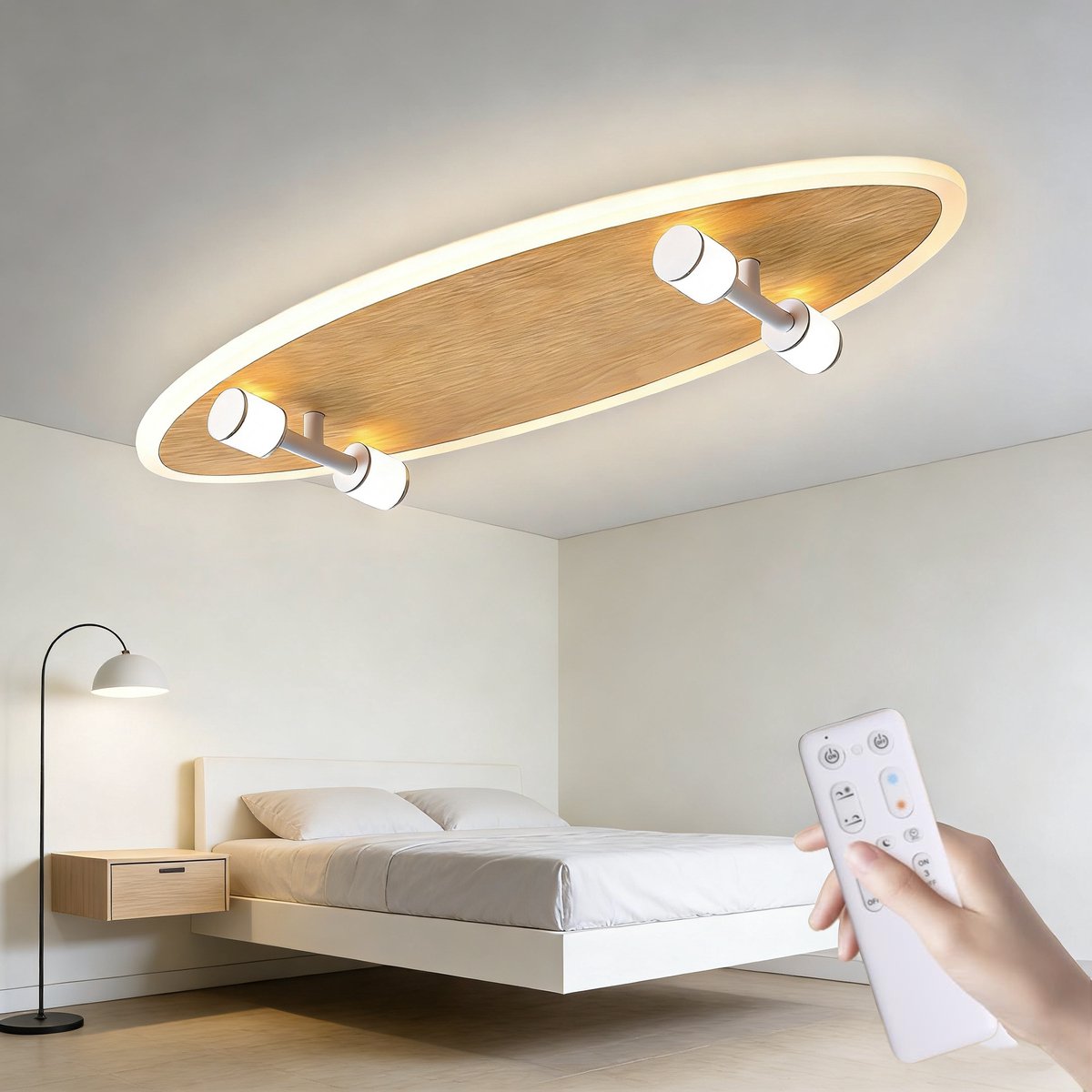Epochglo LED Plafondlamp Kinderkamer - Skateboard Design (55cm) - 24W 2200LM - Dimbaar (3000K-6000K) - Afstandsbediening, Nachtlampje & Timer - Stoere Slaapkamerlamp voor Jongens & Meisjes