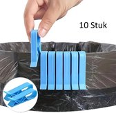 10 Stuks Vuilnisbak Clips I Vuilniszak Grip I Prullenbak Fixatie Clips Voor Vuilniszak I Vuilniszak Klem I Met Vuilniszak Sluitfunctie I Blauw