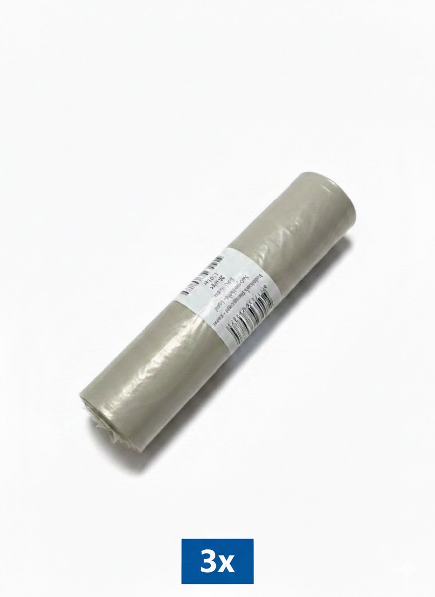 3 x Vuilniszak transparant - zwaar 80x100 cm 20st/150ltr Home It 240L Clear Bin Liners - Roll of 20- High Strength LDPE Plastic - 90 Micron Thickness