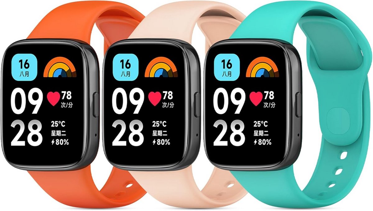 3-Pack Siliconen Sportarmbanden voor Smartwatch Activiteitstracker