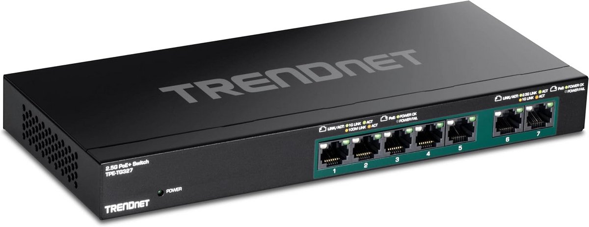 7-Poorts Multi-Gigabit PoE+ Switch - 2x 2.5G & 5x 1G Netwerk Switch