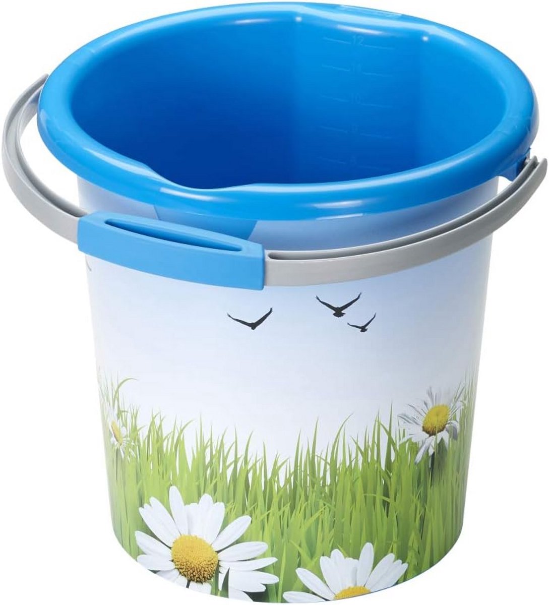 Stevige Water Emmer met Maatstreep - 12 Liter Blauwe Tuinemmer