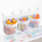 66 × 15 × 19 cm - Sac de rangement pour jouets de bain à 3 compartiments avec grande ouverture - Sac de rangement pour jouets de bain grande capacité - Support pour jouets de bain - Accès et tri faciles des speelgoed