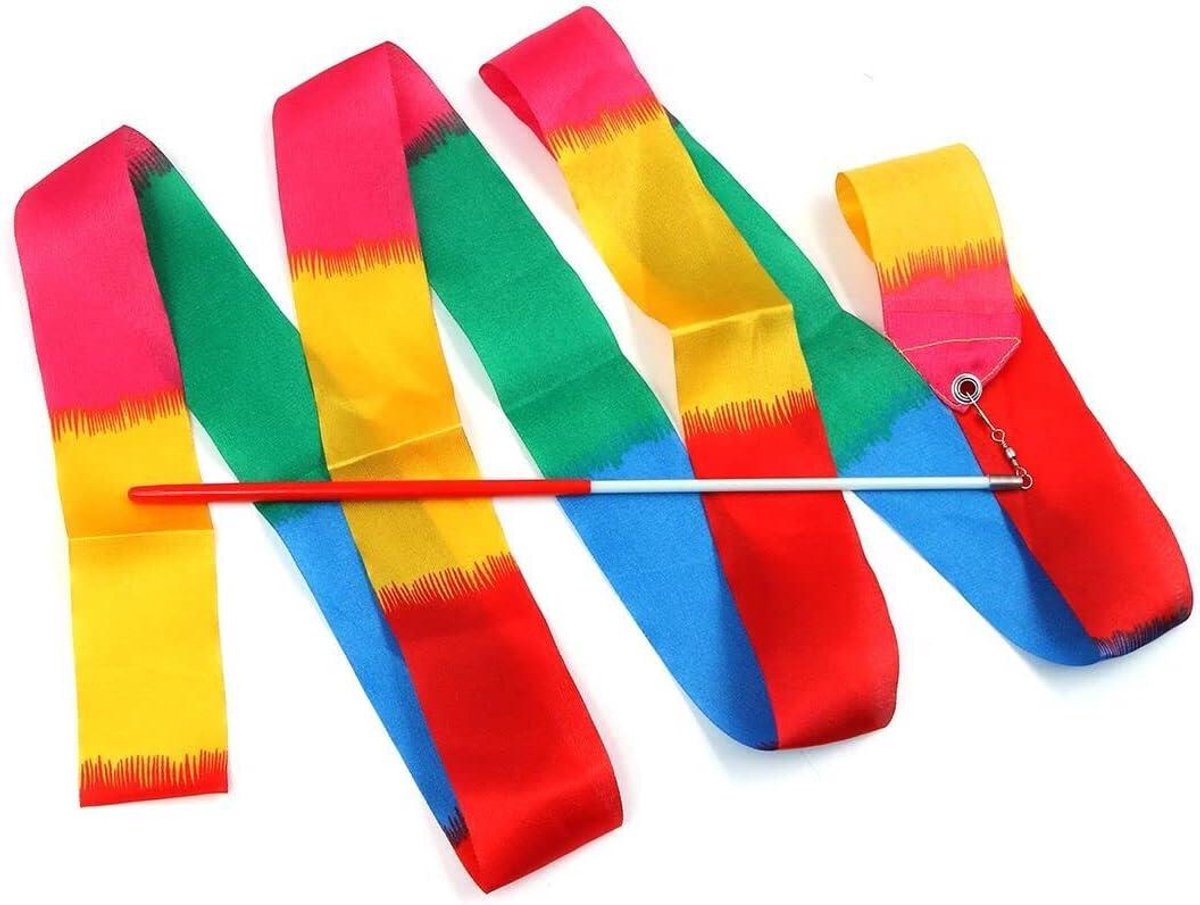 MK Stoer -5-delige dansende lintwimpels - Kunstgymnastiek - Ritmische linten - Wervelstaaf Baton - Gym Stick - Geschikt voor gym - Multikleur - 78,7 inch lengte
