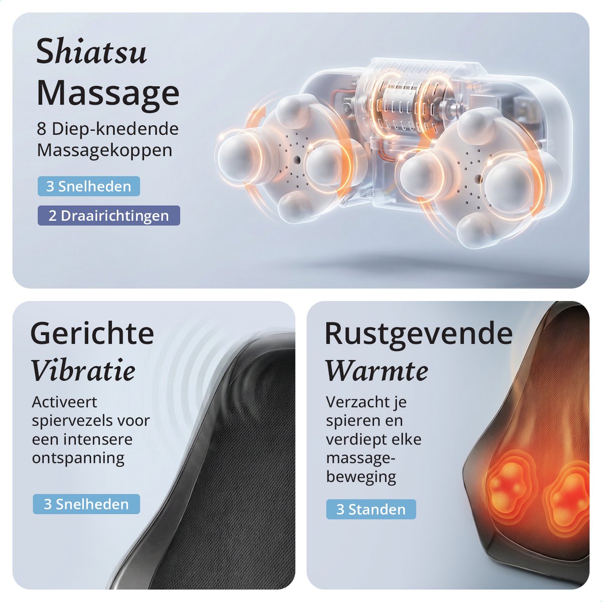 Lifeproducts Shiatsu Massagekussen met Warmtefunctie - afbeelding 3
