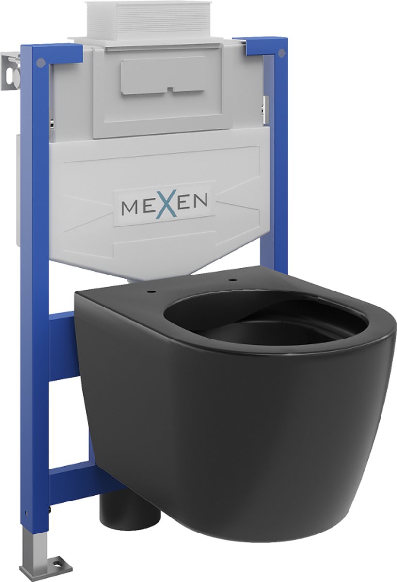 Mexen inbouwtoiletset WC stel Fenix XS-U met WC-pot Carmen, zwart mat - 6853388XX85