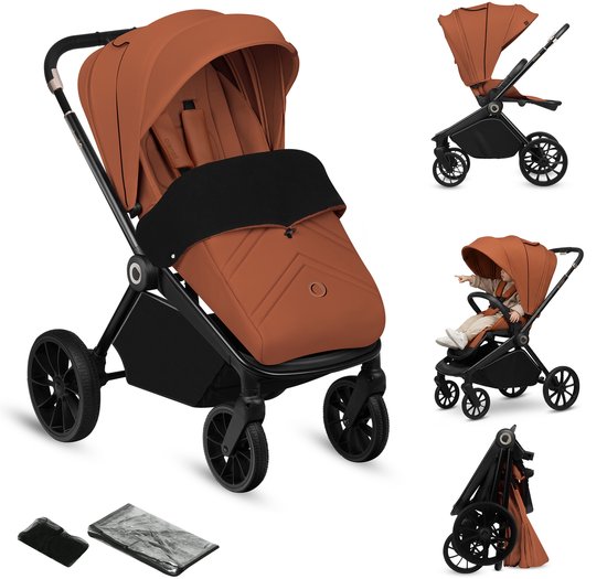 Lionelo Mika Plus Kinderwagen - All-Terrain Wielen - Lichtgewicht - Verstelbare Zitting - XXL Kap met UPF 50+ - Compact Opvouwbaar - Inclusief Accessoires