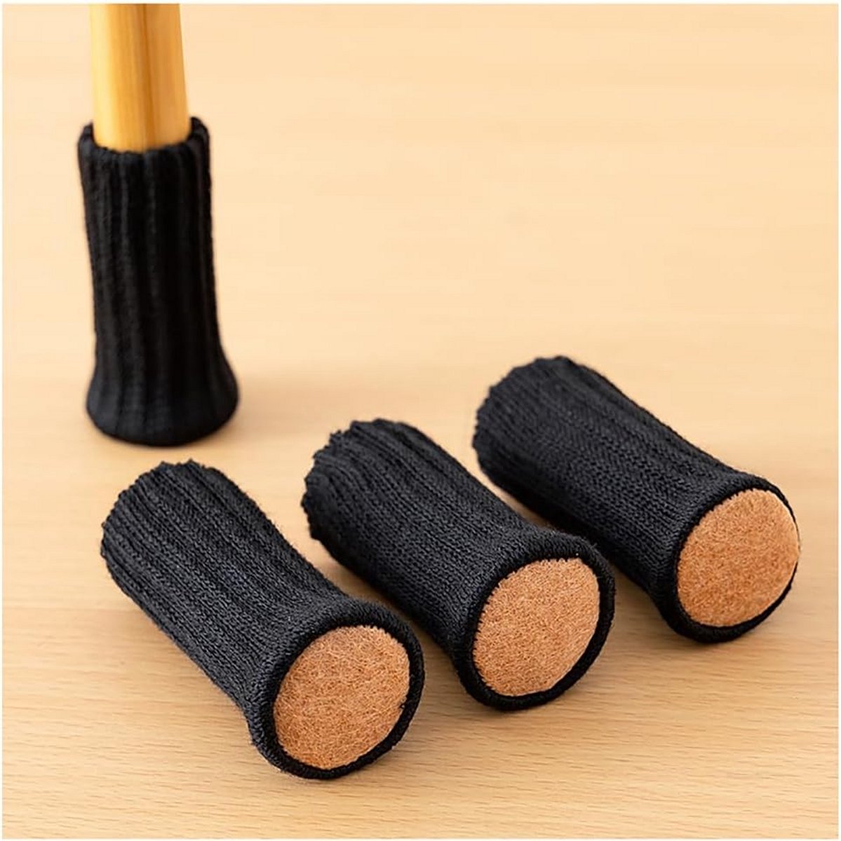 4x Elastische Gebreide Stoelpootdoppen - Antislip Vloerbeschermers voor Stoelen en Tafels