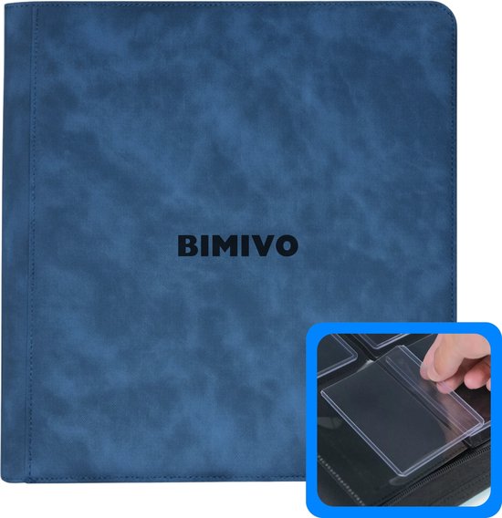 Bimivo Toploader Binder - Geschikt voor 252 kaarten - 9 Pocket Toploader Map - Premium - Blauw