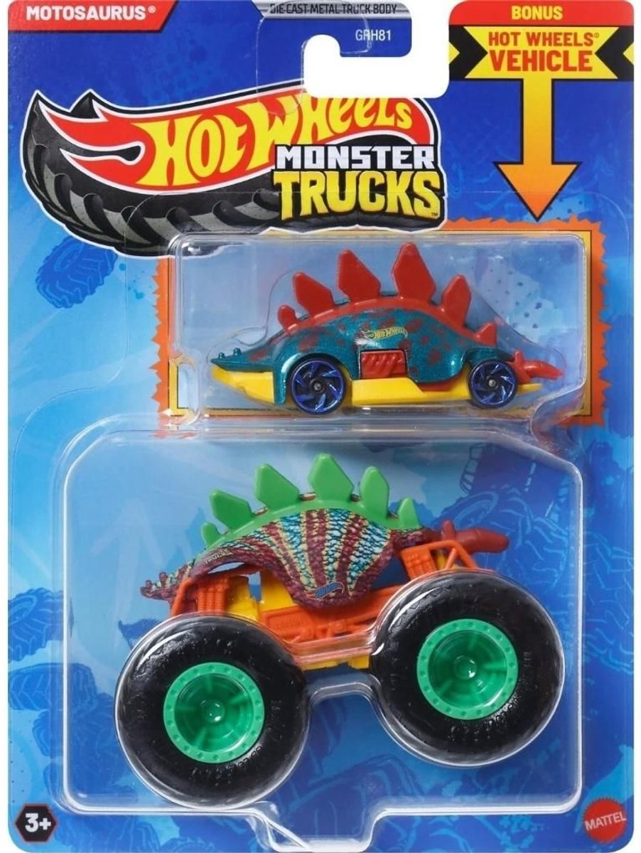 Hot Wheels Monster Trucks Auto - Motosaurus 2-delig inclusief kleine auto