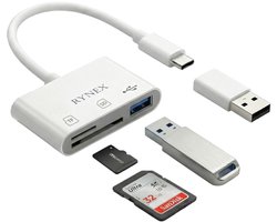 Rynex SD Kaart Lezer - 3 in 1 SD/TF/USB 3.0 Kaartlezer USB C - Universeel Cardreaders - Inclusief Converter