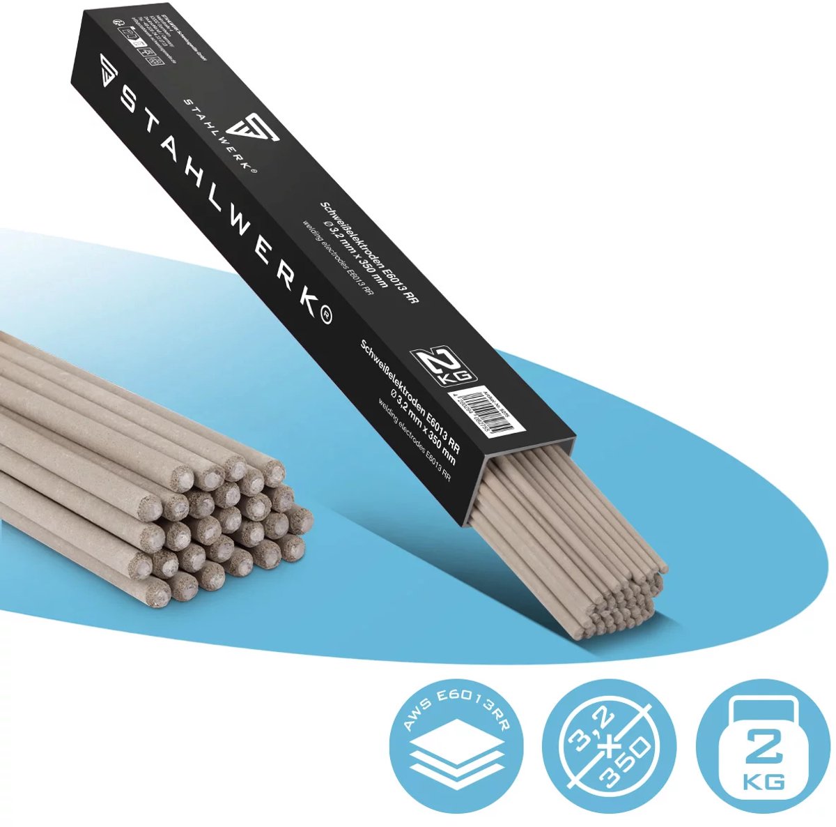 STAHLWERK Staafelektroden AWS E6013RR dik rutiel gecoat 3,2 mm 2kg