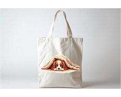 Tote Bag Burrito Pup Cavalier King Charles Spaniel - Cute - Sarcastic - GoodVibes - Sarcasm - Funny - Gift - Cadeau - Sarcastisch - SarcastischeVibes - schattig - lief - feelgood - Hond - Dog