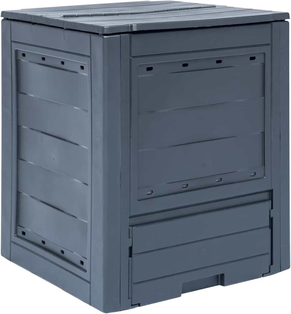 Compostbak Tuin - Afvalbak Compost - Organisch Afval - Gespleten Deksel Ventilatie - 260 Liter 60x60x83cm - Grijs
