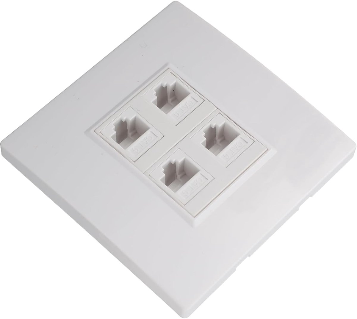 Ethernet Muurplaat - Netwerk Aansluiting - Netwerk Organiseren - 4 Poorten Verwijderbaar - 86x86mm - Wit