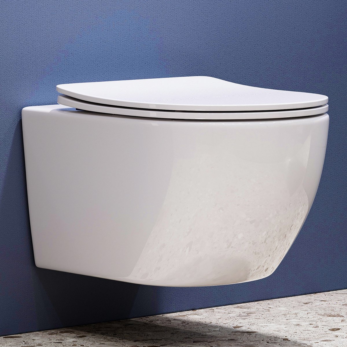 HOROW Wandtoilet - Zonder Spoelrand - Wit - Soft Close & Afklikbare Zitting - Dual Flush - Toiletpot
