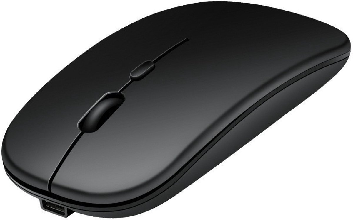 Draadloze muis, oplaadbare, draagbare en stille muis, voorzien van USB- en Type-C-ontvangers, dual-mode draadloze muis, slanke reismuis, geschikt voor MacBook Air, laptops, Mac, MacBook, Chromebook, pc, zwart.