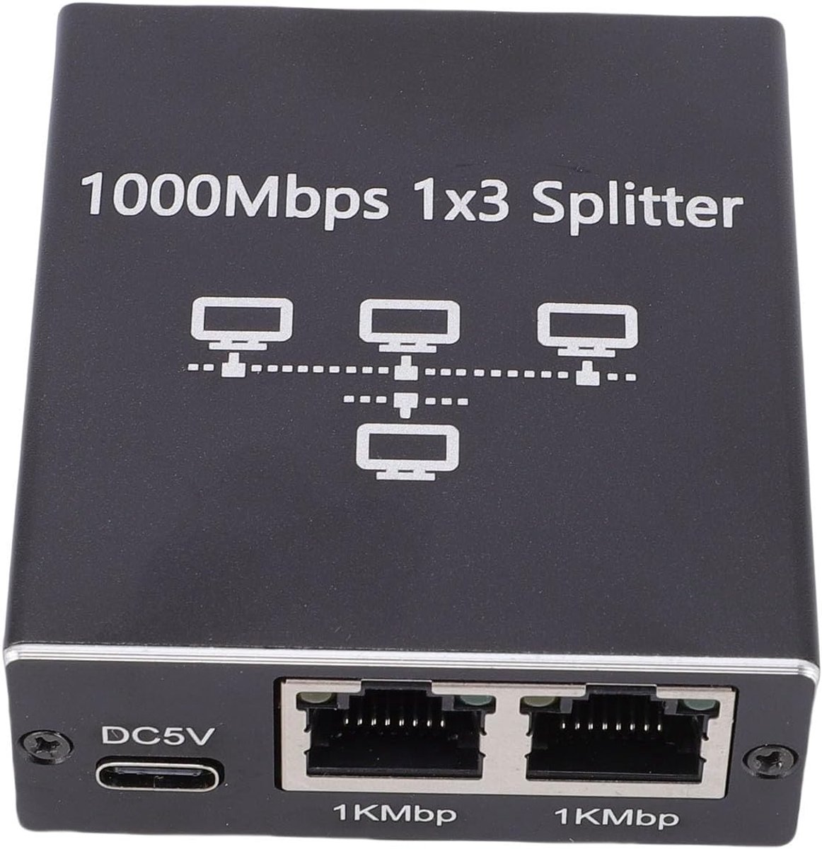 Ethernet Splitter - Netwerk Hub - Meerdere Apparaten - 1000 Mbps Snelheid - 3 Poorten - Metaal