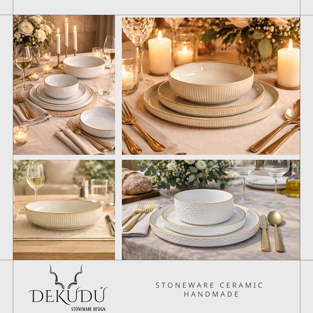 Dinersets - Serviessets - Dagelijks Gebruik - Handgemaakt Ambachtelijk - 6 Delig 26cm - Beige