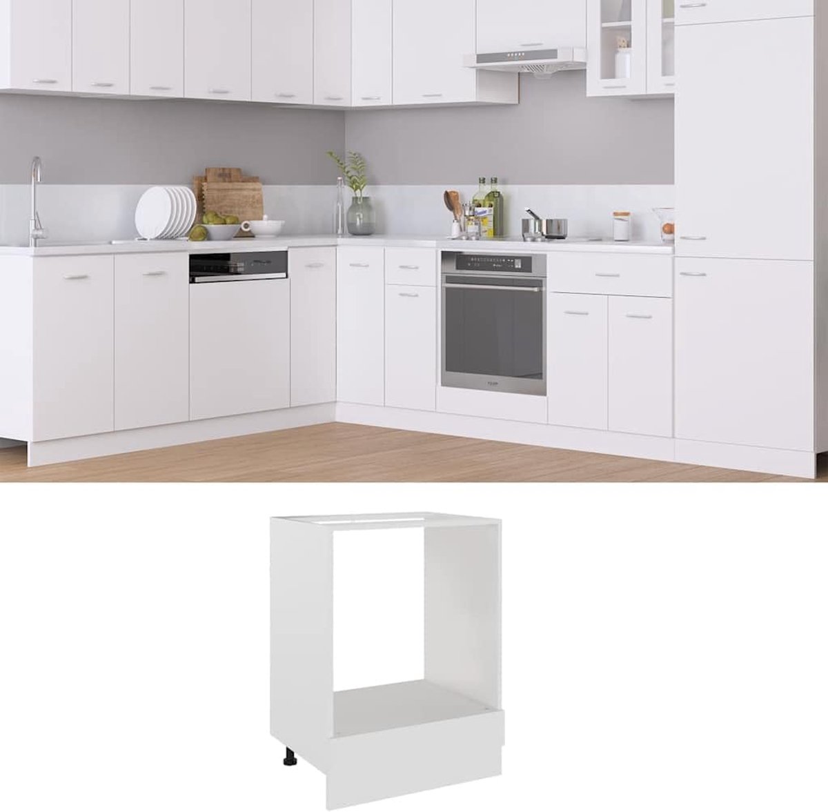 Keuken Opbergkast - Keukenkast Keukenmeubel - Keuken Organiseren - Met Oven Plank - 60 x 46 x 81.5 cm - Wit