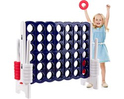 Strategiespel - Vier op een rij - Familiespel - Voor binnen en buiten - 120 x 42 cm - Donkerblauw