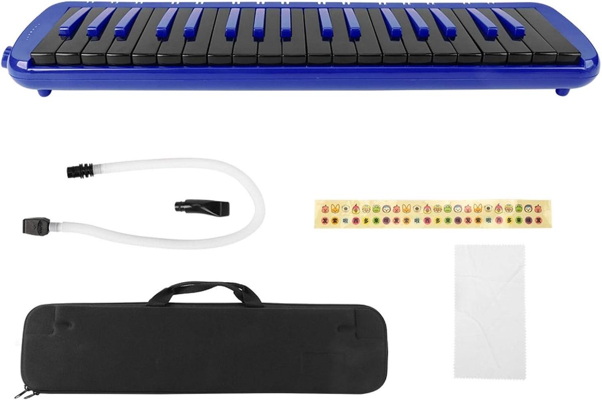 Melodica Blaaspijp - Wind Instrument - Muziek Leren - 37 Keys - Inclusief Tas - Blauw