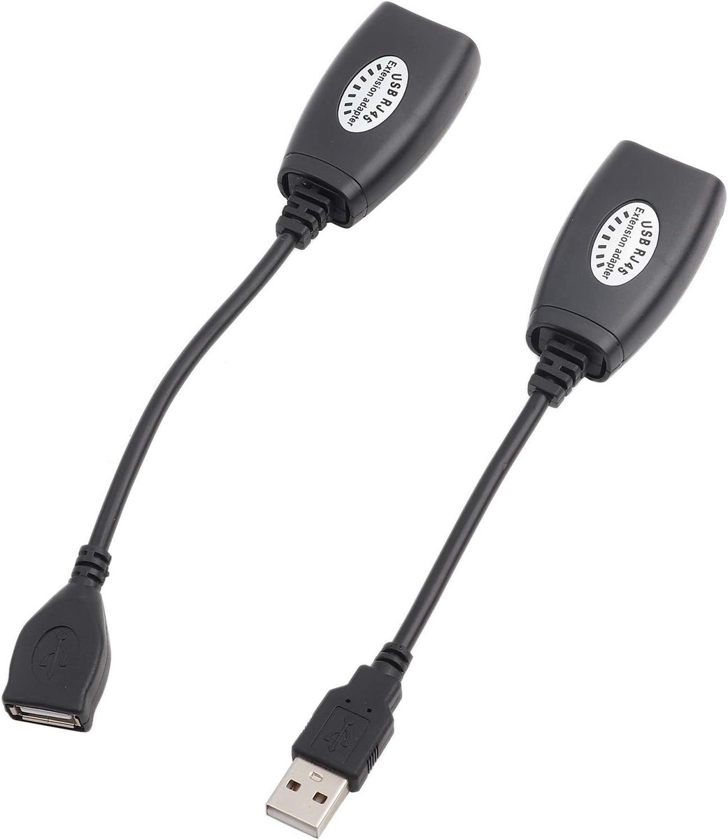 USB Ethernet Adapter - LAN Converter - Apparaat Verplaatsen - Verlengt USB Signaal - 19cm 18cm - Zwart