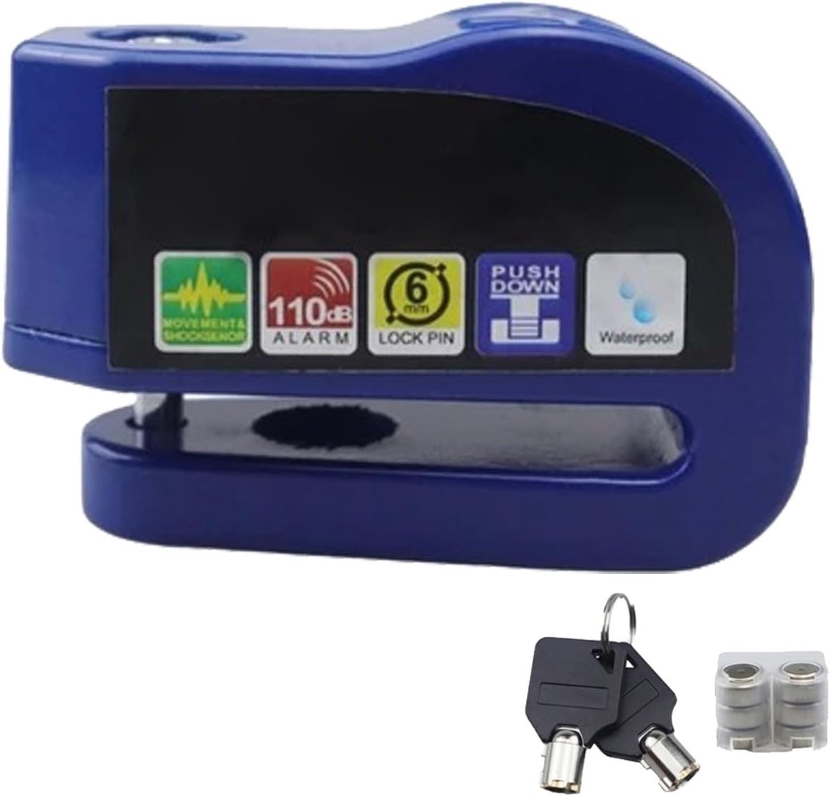Motorslot Schijfrem - Motorfiets Beveiliging - Voertuig Beveiligen - Met Alarmfunctie - 4.5cm Diepte - Blauw