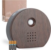 Maristo Era Vogelhuisje met Geluid - Met Bewegingssensor - Vogelgeluiden Huisje met Sensor - 9 Vogel en Natuurgeluiden Voor op Toilet - Bird in a Box - Incl. Batterijen en Plak Spijker - Donker kersen