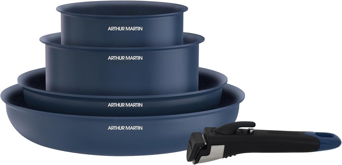 5-delige Kookset - Pannen Set - Dagelijks Koken - Keramische Coating - 22-26 cm - Blauw