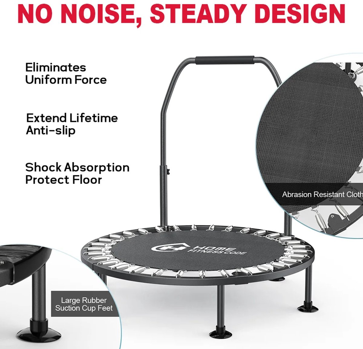 LeeuwenChoice® Opvouwbare Fitness Trampoline - Indoor Oefening Workout Rebounder - Sport Trampoline - Met Handvat Voor Indoor/Outdoor Fitness Lichaamsoefening