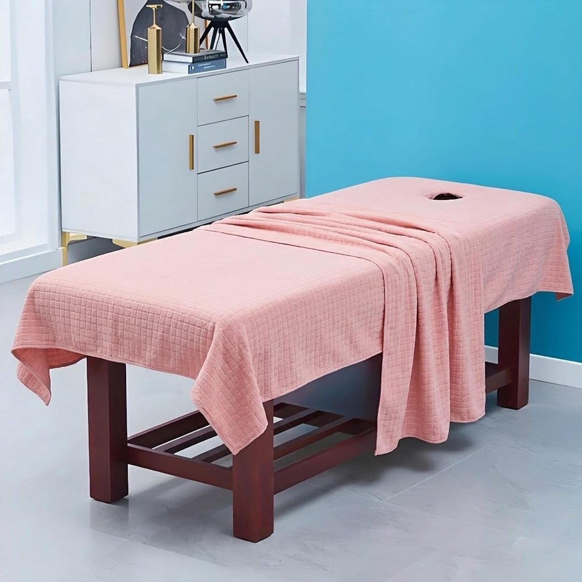 Massagetafel Hoeslaken - Behandeltafel Overtrek - Salon Comfort - Met Gezichtsuitsparing - 210x120cm - Roze