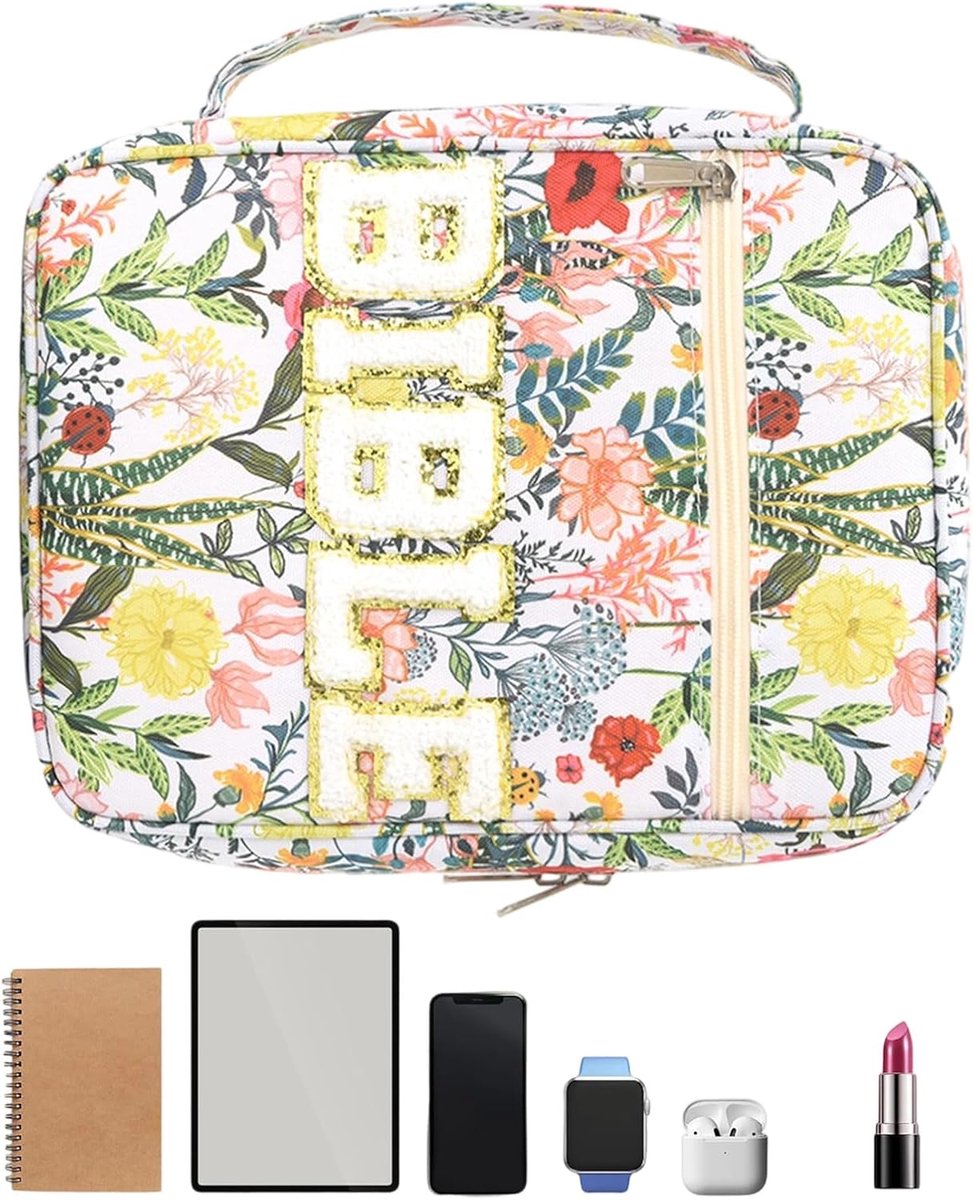 Bijbel Tas - Opbergtas Etui - Studie Werk Reizen - Bloemen Letter Design - 26 x 20 x 5.5 cm