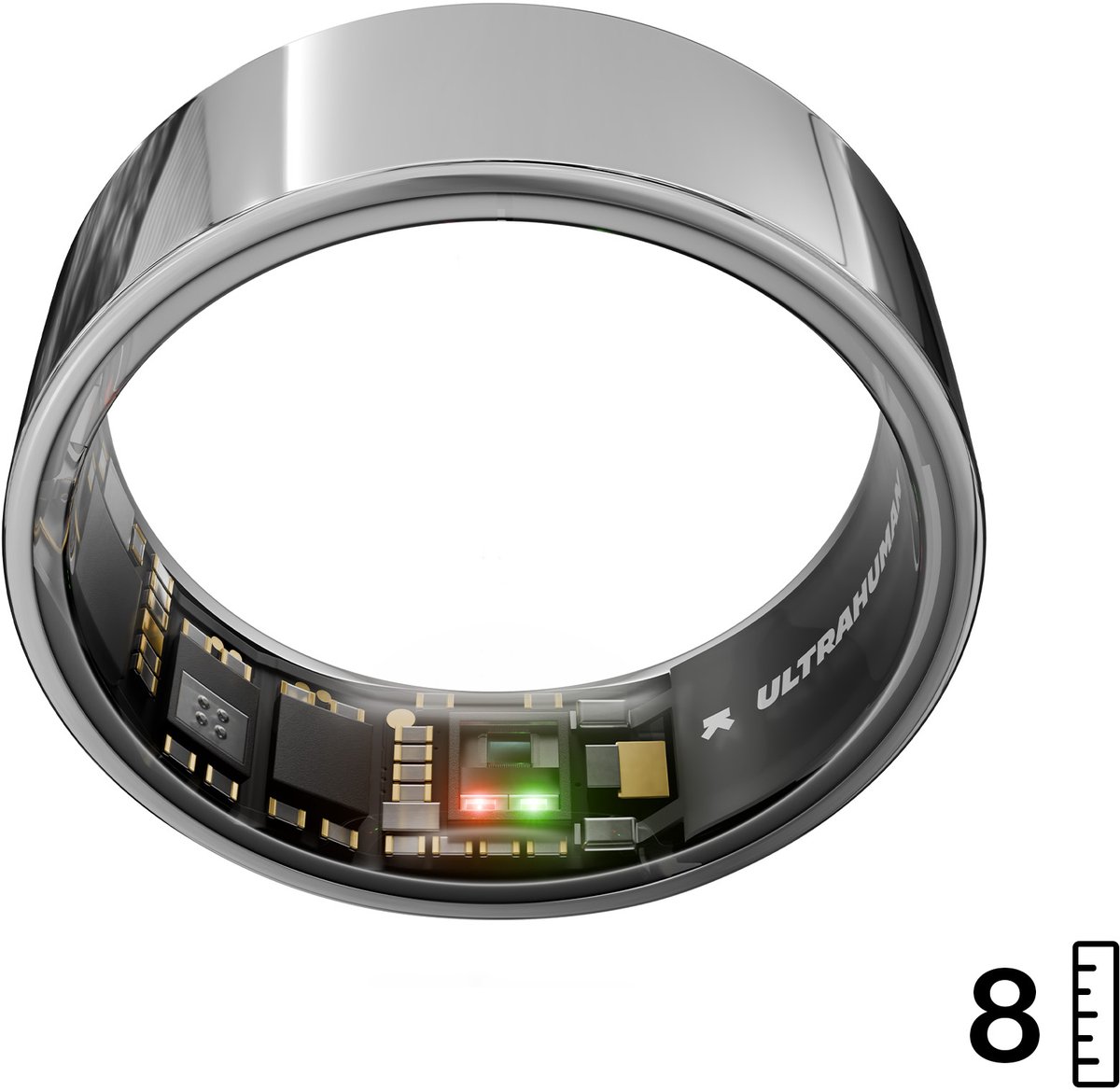Ultrahuman AIR Smart Ring, Space Silver - Grootte 8