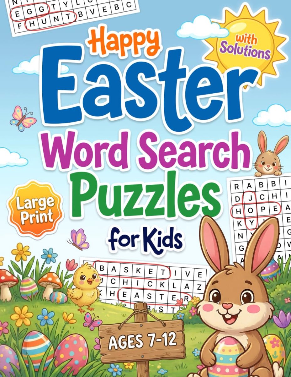 Paas Woordzoeker - Puzzelboek Kinderen - Hersengymnastiek - 40 Thema Puzzels - 8.5 x 11 Inch
