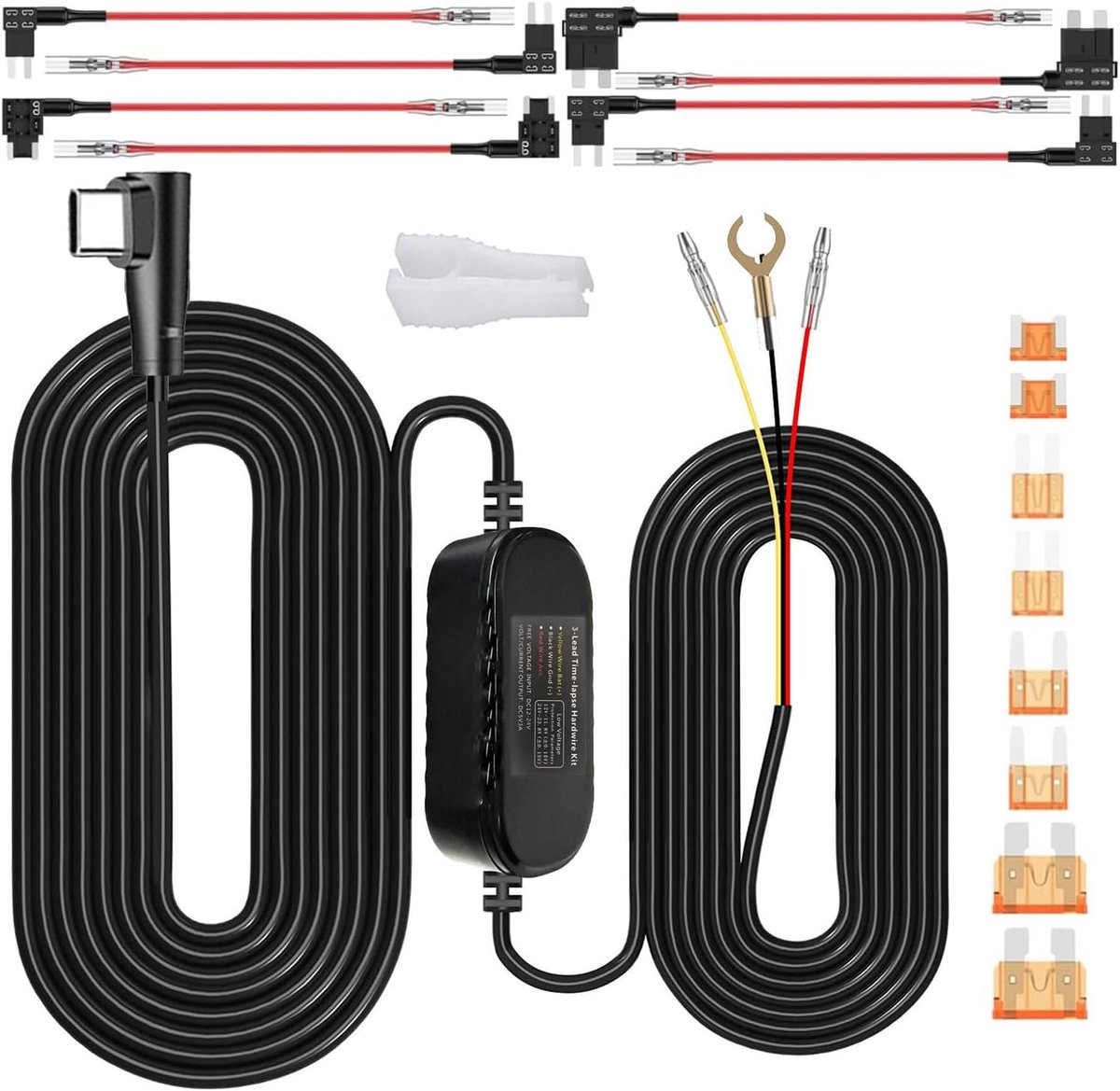 Draad Hardwire Kit - Verborgen Kabel - Nette Installatie - Ingebouwde Spanningsbegrenzer - 4 x 17 x 11 cm - Zwart
