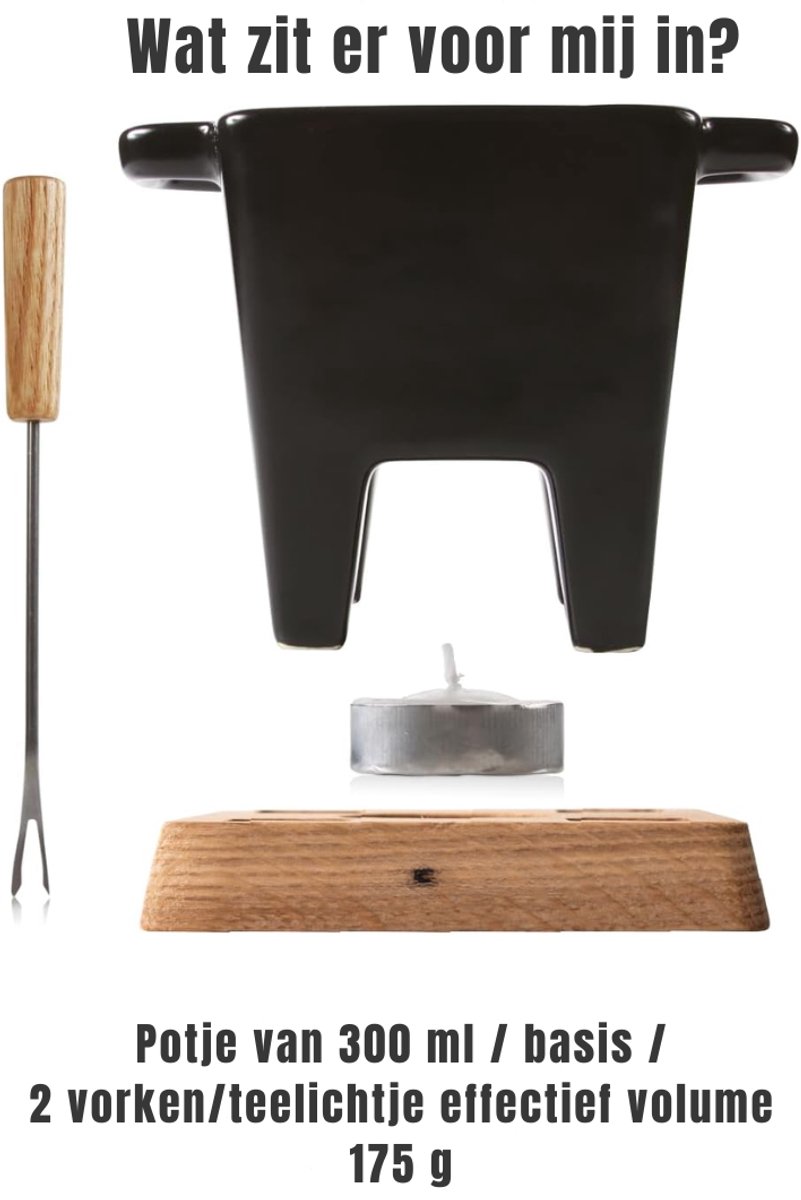 RWB® Kaasfondue Set - Fondue Set - Kaasfondue - Zwart - 13 x 13 x 13 cm – foto 6