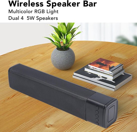 RGB Soundbar - Draadloze Luidspreker - Muziek Luisteren - Meeslepend Geluid - 32x7x6 cm - Zwart — afbeelding 4