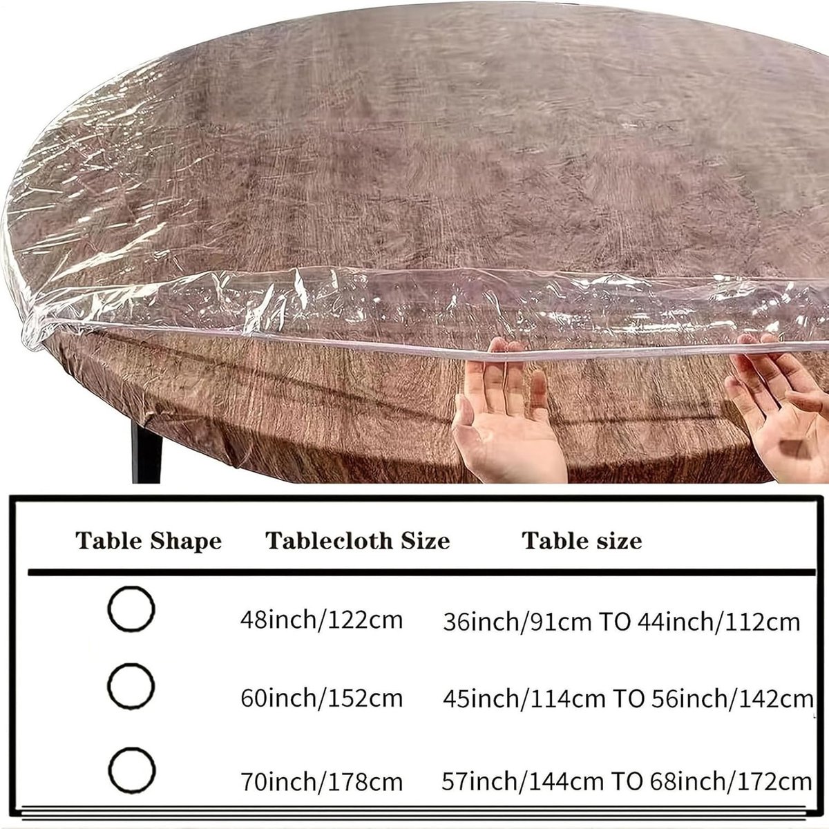 Tafelbeschermer Rond - PVC Kleed - Keuken Bureau - Elastische Band - 122 152 178cm - Transparant