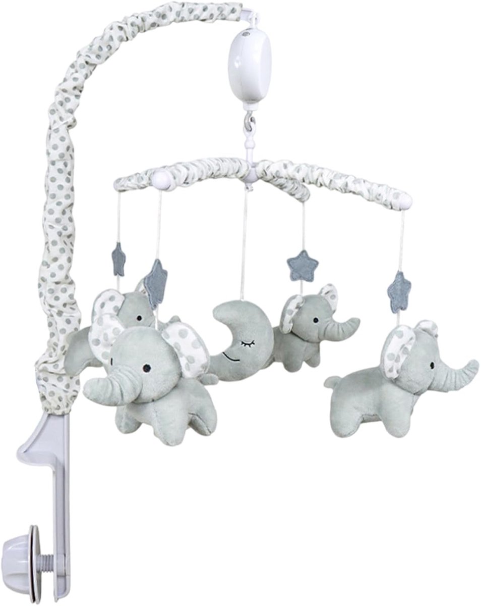 Baby Mobiel - Draaiend Speelgoed - Babykamer Decoratie - Muziekdoos Functie - 73x33cm - Grijs