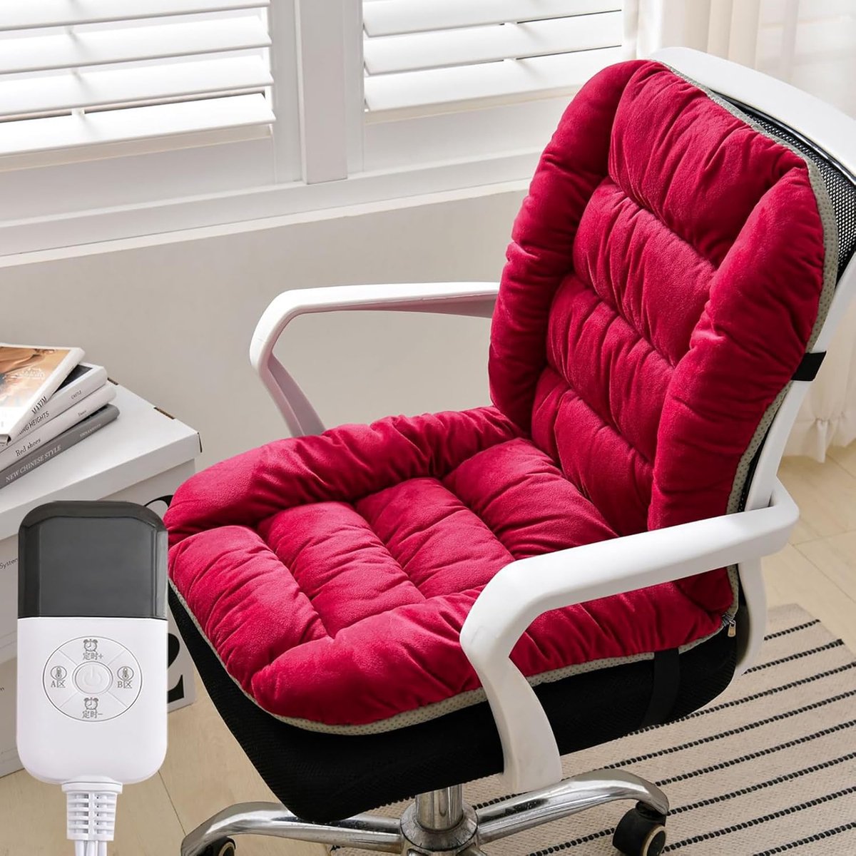 Verwarmd Zitkussen - Stoelverwarming - Comfortabel Zitten - 9 Temperatuurstanden - 48x45cm - Rood