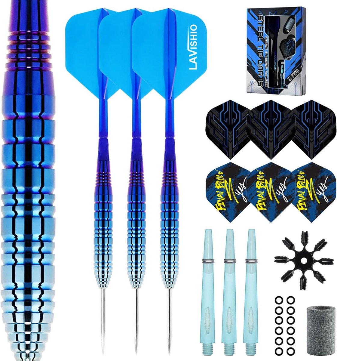 Stalen Dartpijlen - Professionele Darts - Precisie Werpen - Perfect Gebalanceerd - 22 Gram - Blauw